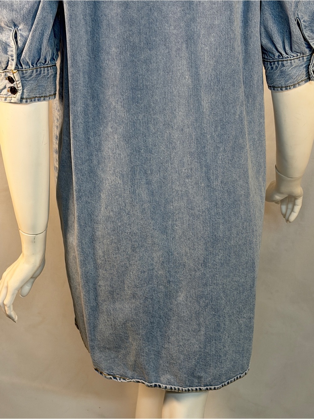 Frame Denim Light Blue Puff Sleeve Denim Shirt Dress - Picture 9 of 11
